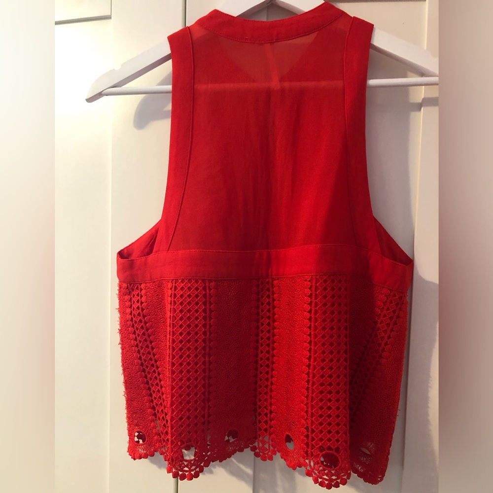 Free People Red Blouse. Size medium. - Picture 7 of 13